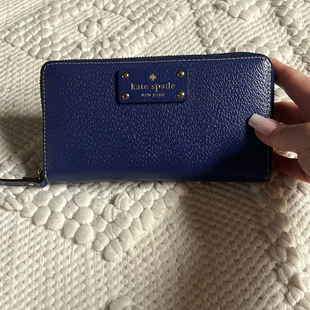 Bright blue Kate Spade zip around wallet